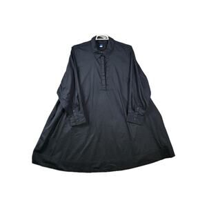 Old Navy 100% Cotton Black LS Knee Length Shirt Dress Women's Plus 3X